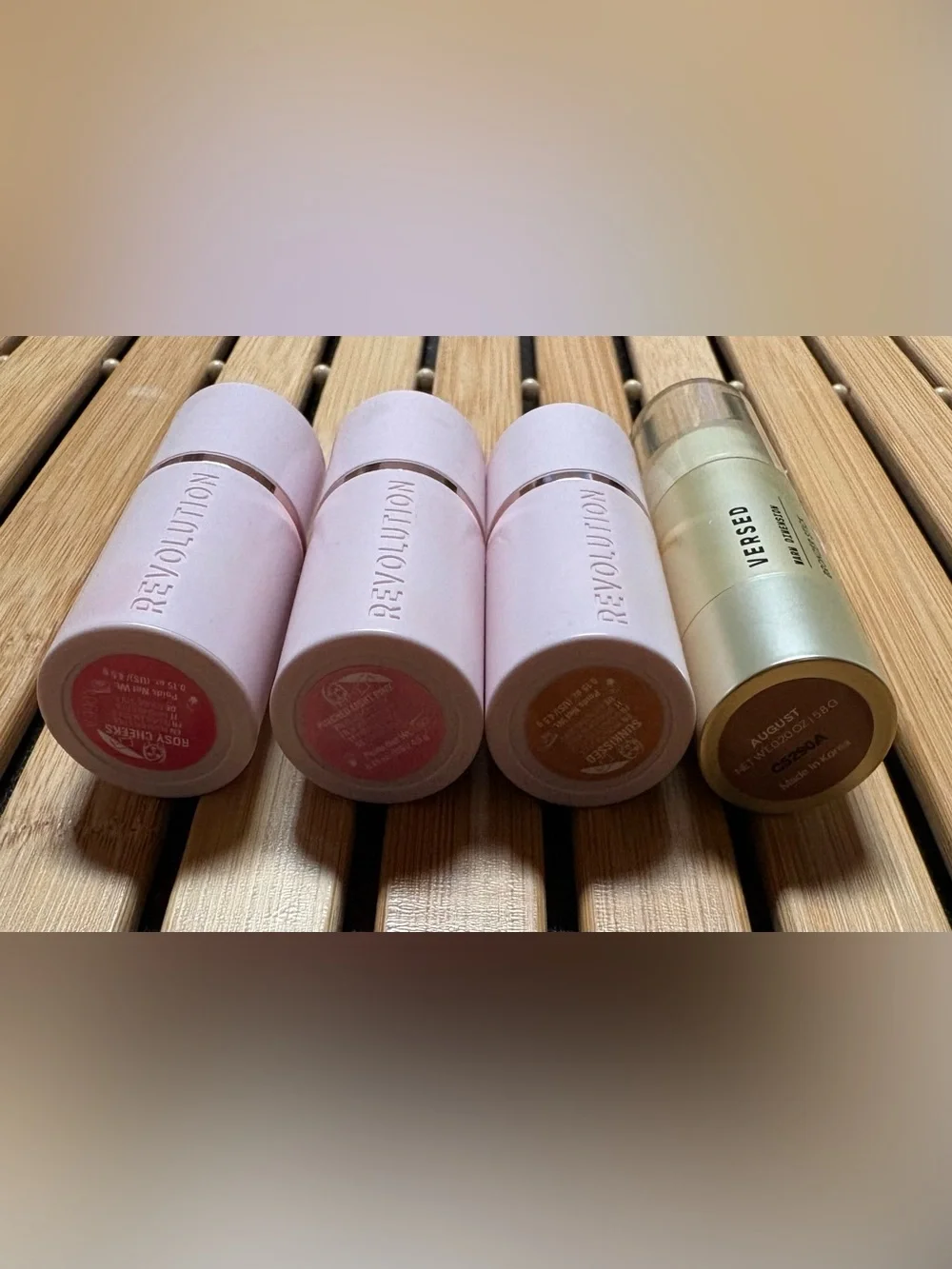 3 Revolution Skin Silk Marble Blush Sticks + 1 Versed Bronzer Stick